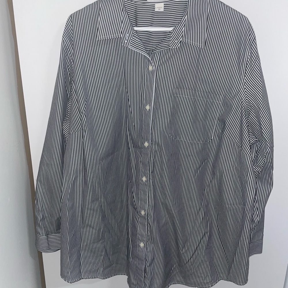 Coldwater Creek Black and White Striped Shirt